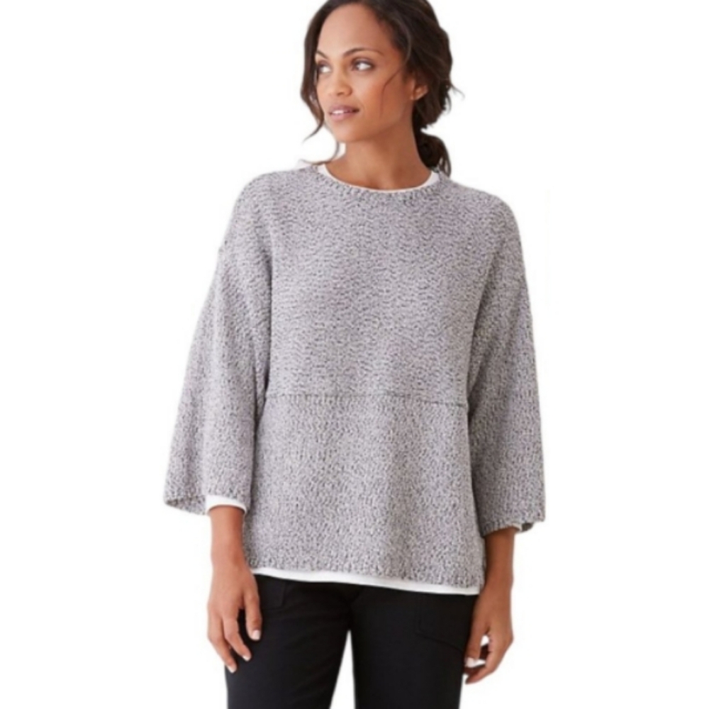J. Jill Pure Jill Heathered Purple Kimono Sleeve Boxy Lightweight Sweater Top